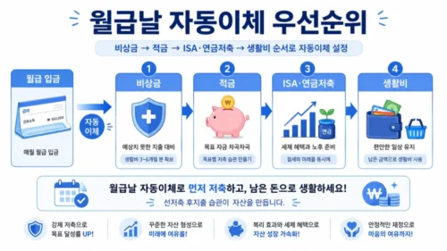 월급날 자동이체 우선순위 흐름도