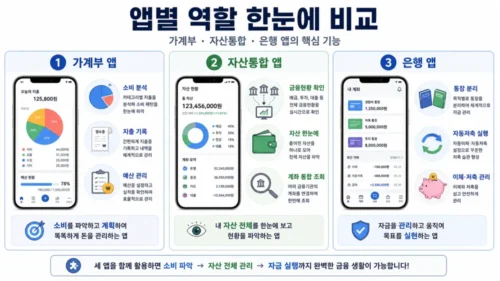 가계부 자산통합 은행 앱 (월급 관리 앱) 역할 비교