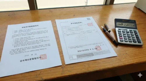 조상 명의 토지 상속등기 서류와 소유권 이전 비용 계산 자료