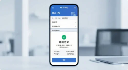 2026년 청약통장 모바일 앱 해지 화면 - KB국민은행 스마트폰 앱에서 주택청약종합저축 해지하는 단계별 가이드