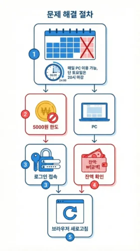 모바일 로또 구매 안될 때 점검 순서 요일시간 한도 로그인 예치금 브라우저 체크리스트