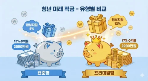 청년 미래적금 일반형 vs 우대형 수령액 비교 - 2080만 원 vs 2200만 원