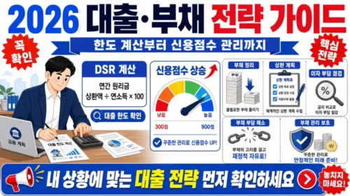 2026 대출·채무 완벽 가이드 - DSR 계산·신용점수·채무조정 10가지 전략 총정리