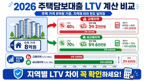 2026 LTV·DTI 계산법 완벽 가이드 - 규제지역 주택담보대출 한도 계산 공식과 비규제지역 비교 총정리