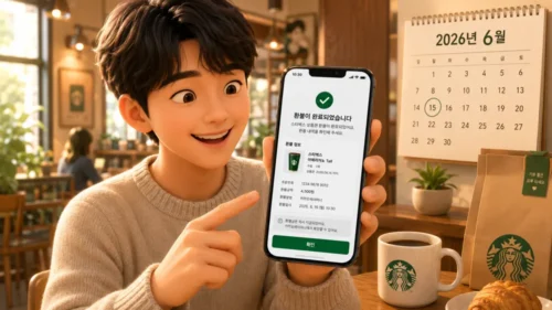 스타벅스 6월 한시 전액 환불 앱 신청 성공 화면