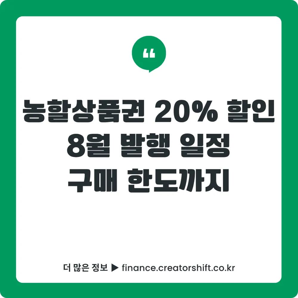 농할상품권 20% 할인 안내